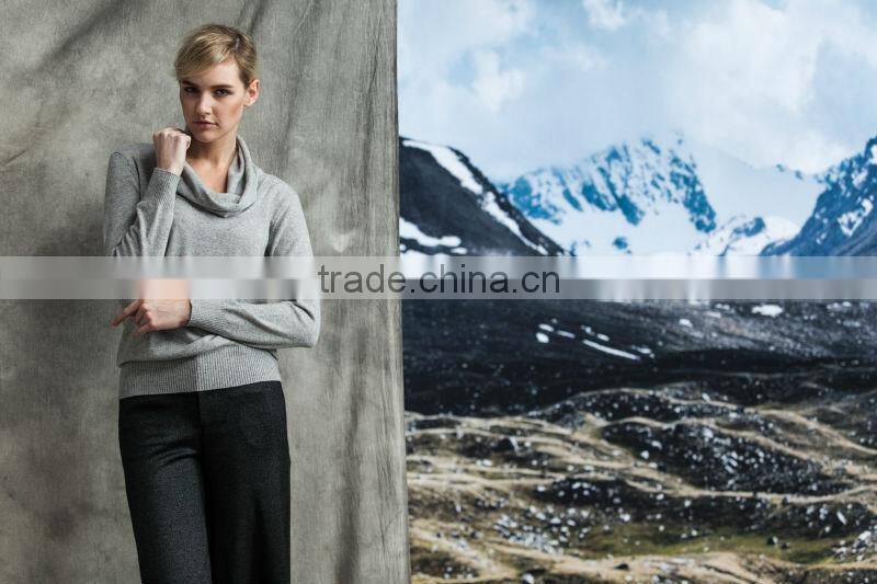 2014 new fashion women knitting pure cashmere big round neck pullover