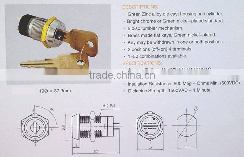 k19-02 key lock type switch