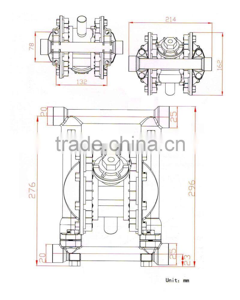 57 L per min 7 bar compressed air pneumatic ptfe diaphragm pump
