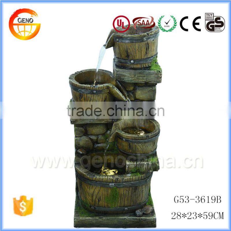 Trade assurance wood tub style resin crafts garden water fountain