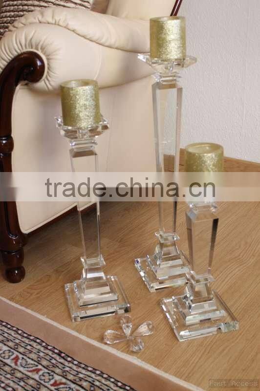 2016 Wholsale tall square crystal candle holder for home decoration
