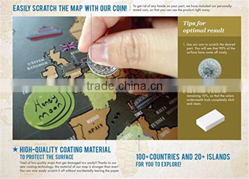 Travel Inspired Scratch Wanderlust Poster Map with 229 Travel Stickers AMA-10