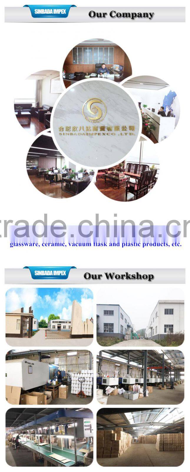 China factory supply 1.0L plastic thermos with glass inside