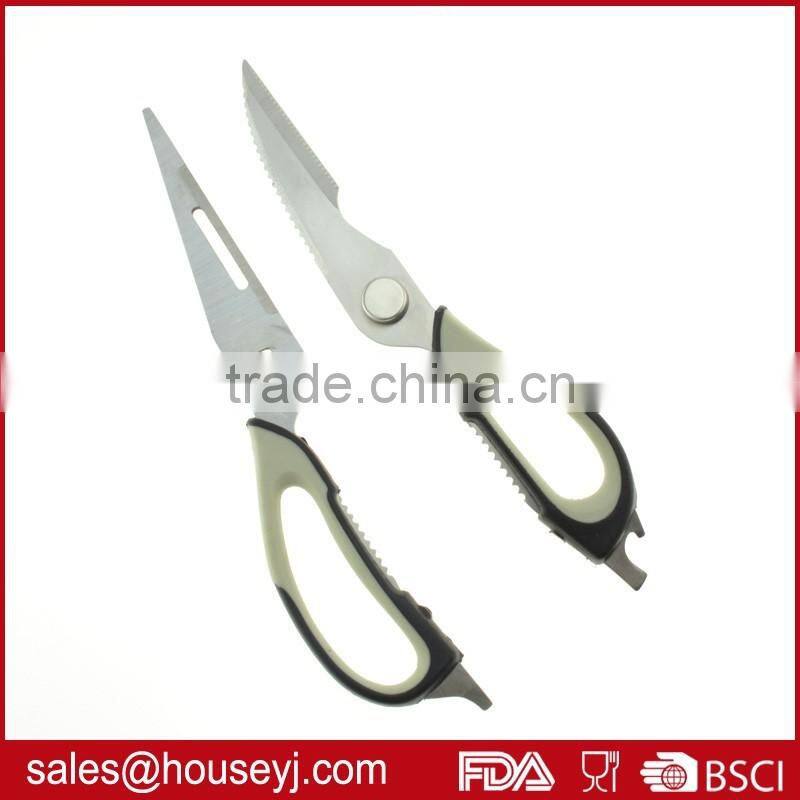 soft grip tpr handle kitchen scissors with magnetic holder