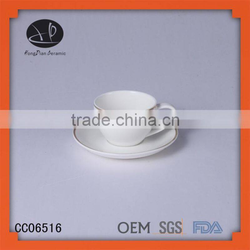 Unique Shape 2016 new Designs Glod Rim High Quality Coffee Ceramic Tea Cup and Saucer,wave shape cup and saucer