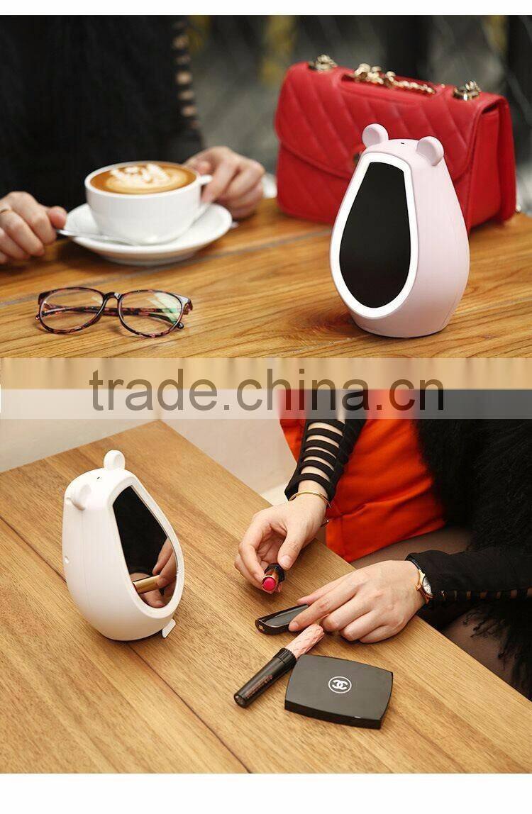 Simple Fashion Multi-functional Cute Bear Desk Clock With Mirror/LED Back Light/Bluetooth Speaker/Temperature Digital Clock