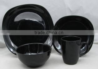 16pcs hot sell three color glazed ceramic dinner set with color box in stock