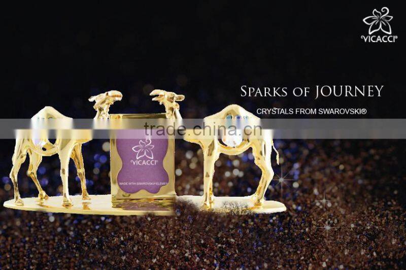 24K Gold Plated Two Camel with Photo Frame with Swarovski Crystals