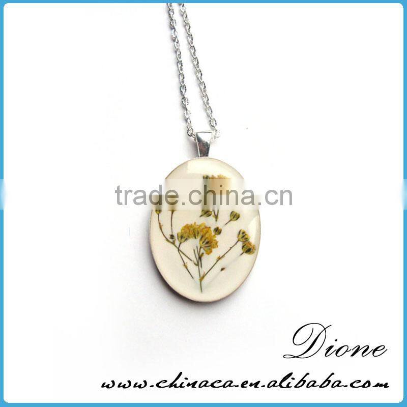 Low MOQ Resin Real Flower Necklace herbarium pendant