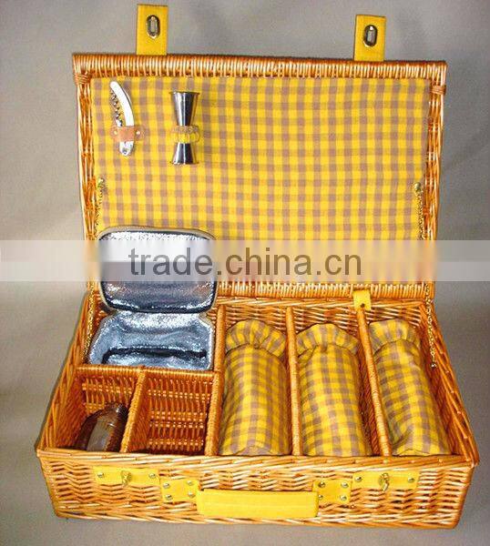 Wicker wine bottle gift basket with grid (factory supplier)