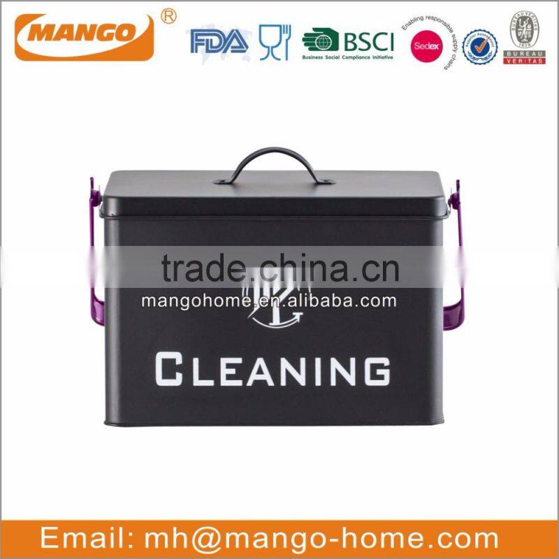 Black Powder Coating Housekeeper Cleaning metal storage box