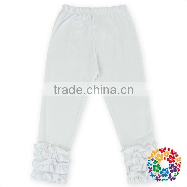 Aqua solid cotton baby kids girls ruffle pants wholesale icing pants