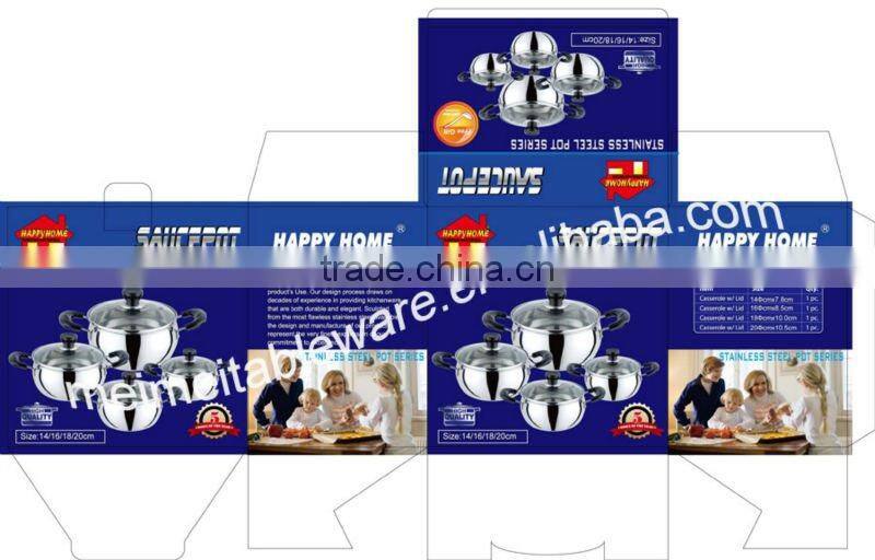 8Pcs black handle & stainless steel cookware set