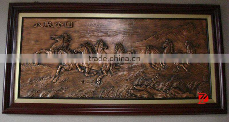 Bronze horse relief sculpture wall animal decoration