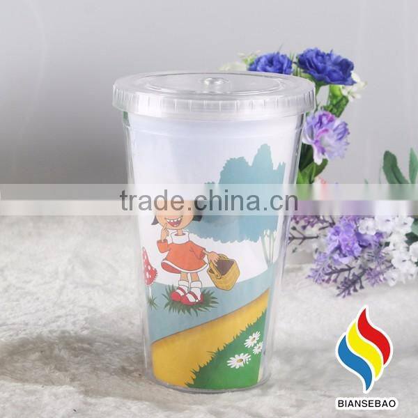 hot sale double wall acrylic tumbler with paper insert