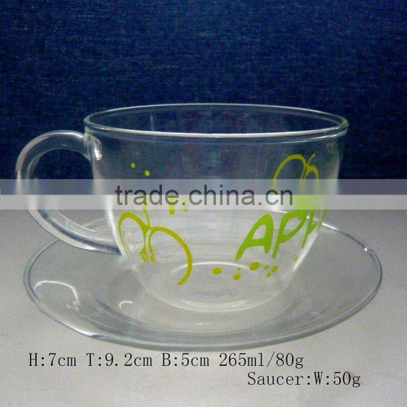High quality clear glass tea infuser cup with handle with lid