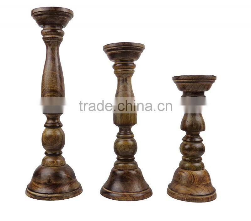 Cotton Craft Wooden Candle Pillar Holder Set