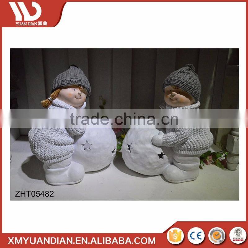 Wholesale Led Light Price Christmas Boys And Girls Decoration Polyresin Ornaments