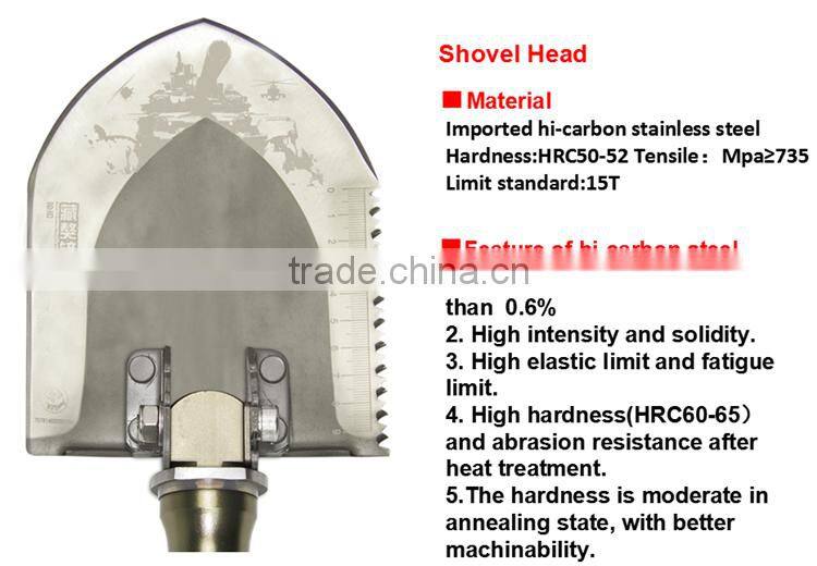 2015 New Concept Outdoor Multifuction Automotive Tools with Shovel Knife Hammer and Hoe