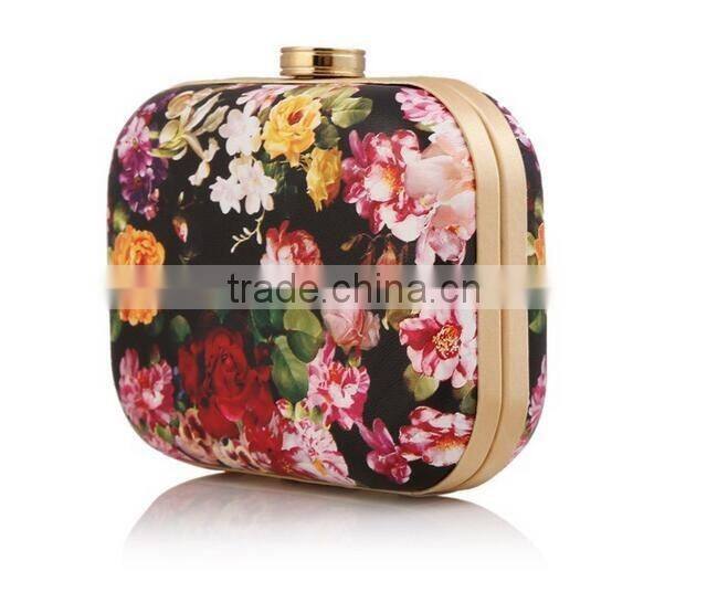flower colorful printed party bag lady fancy clutch bag