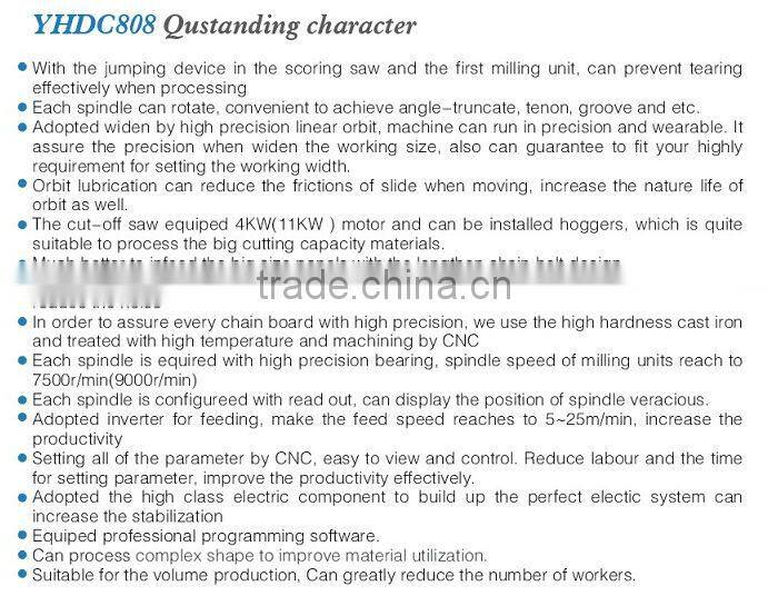 EUROPEAN QUALITY CE woodworking double end tenoner machinery YHDC808