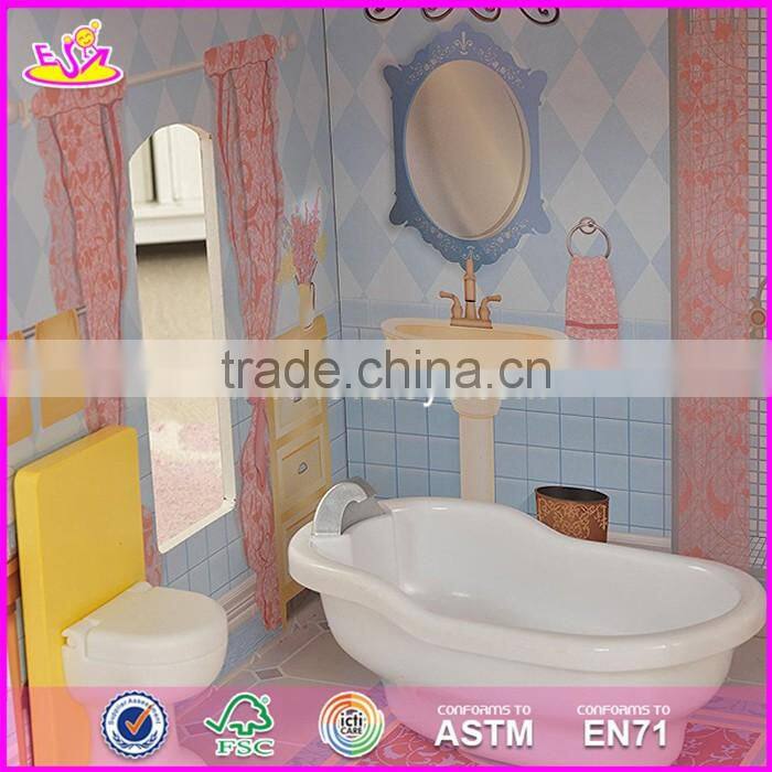 New design beautiful princess wooden dollhouse for children W06A218