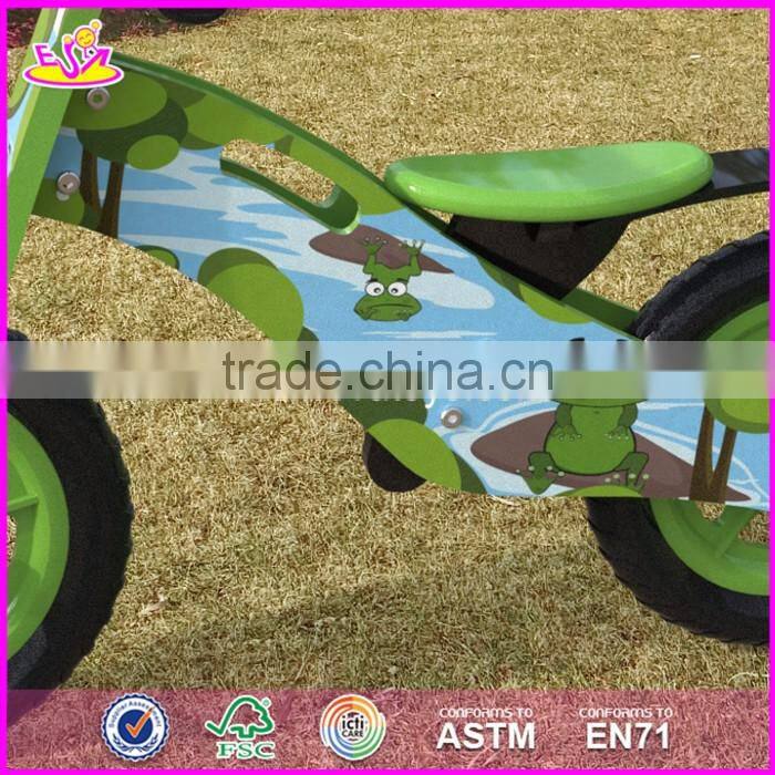 2017 New design original work cartoon wooden balance bike without pedals for toddlers W16C175