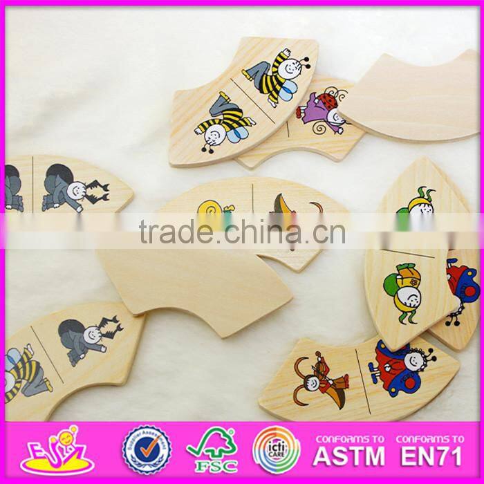 2016 hot sale funny children wooden domino toy W15A063