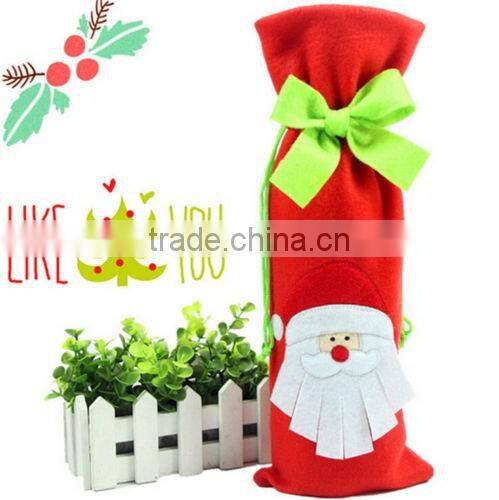 2016 new cheap Christmas Decorations Red Santa Tree Wine Bottle Cover Bags Dinner Party Gift