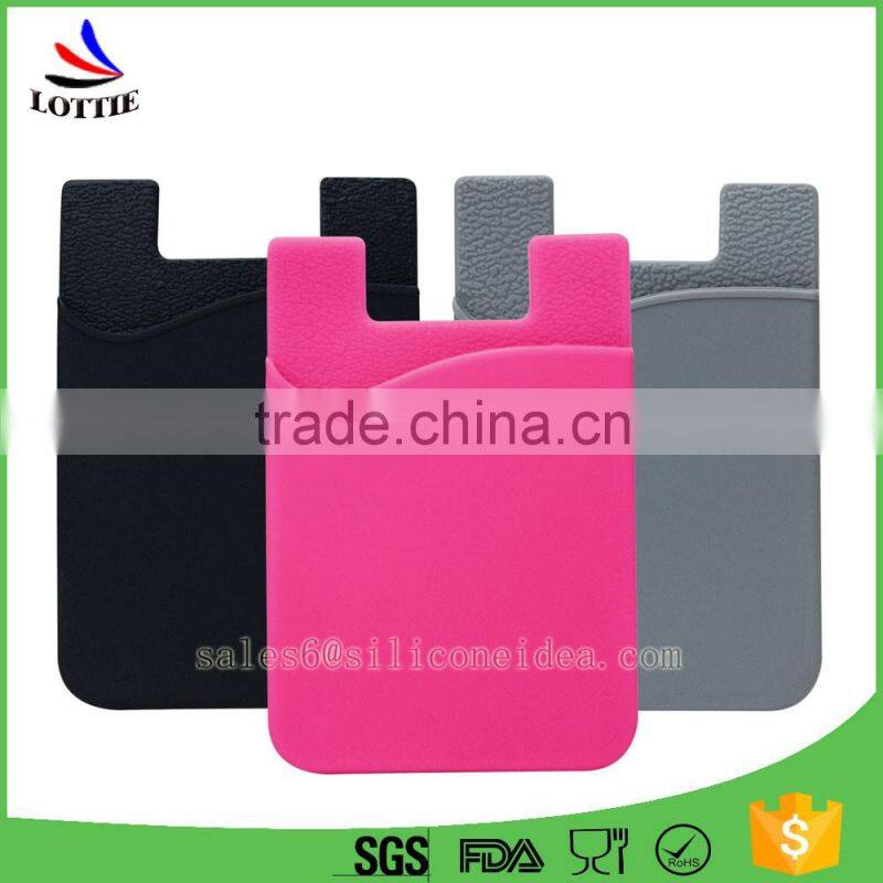 Lottie supply Silicone mobile phone card pocket with stand holder