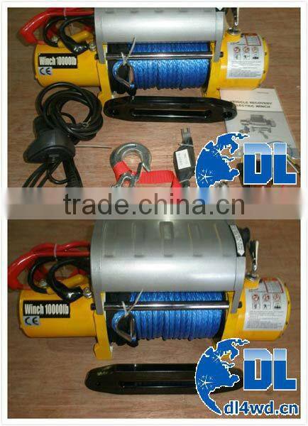 Cable winch gear 12v car winch synthetic rope winch, recovery electric winch 4x4