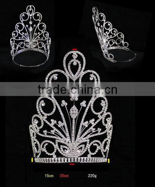 Large Rhinestone Beauty Contest Crystal Jeweled Pageant Crowns Halo H172-142