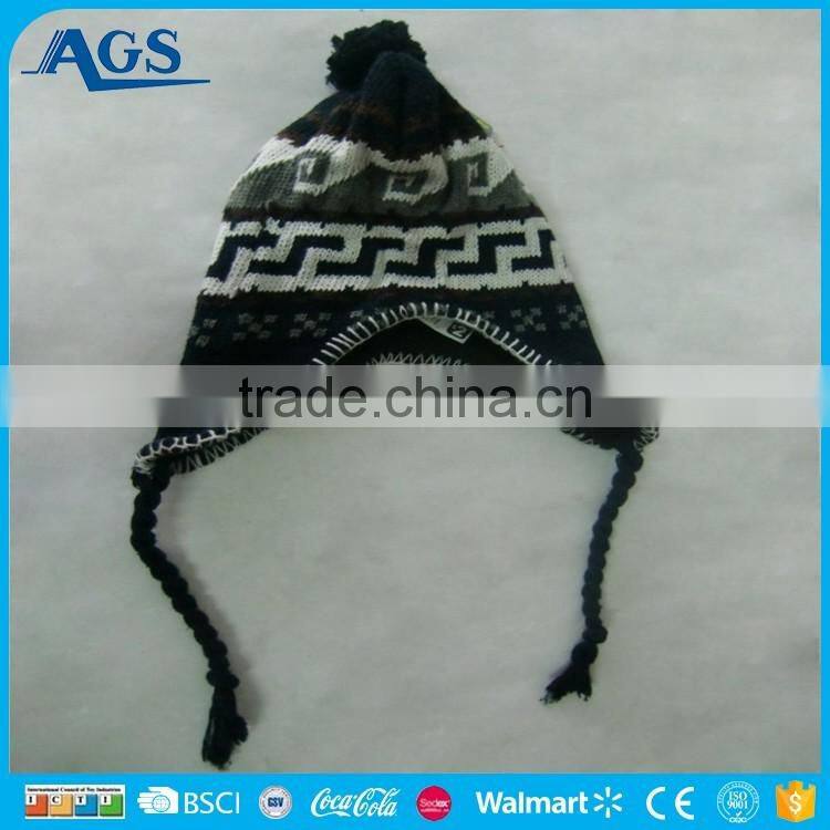 Super hot winter hats beanies custom with strings