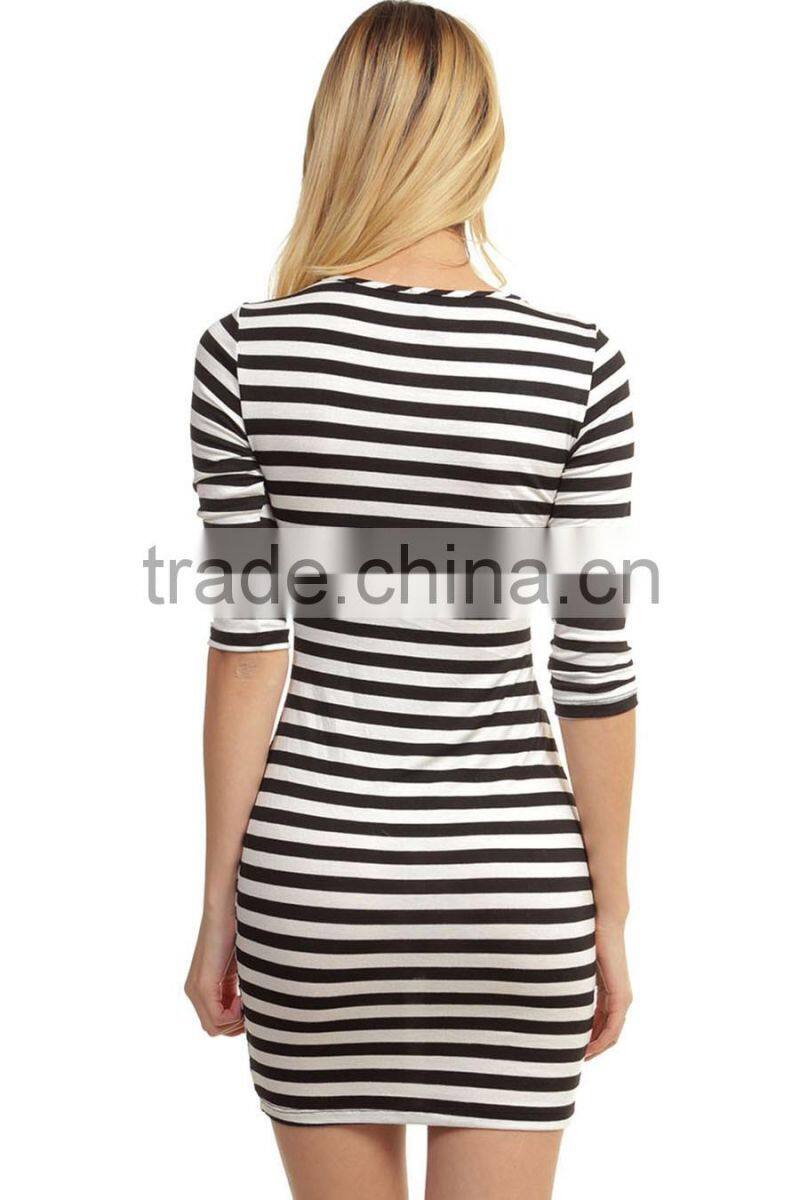 Black Stripes Bodycon Evening Dress Wholesale 2015