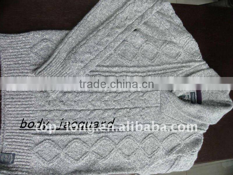 Man Jacquard sweater pullover with 10% Angora