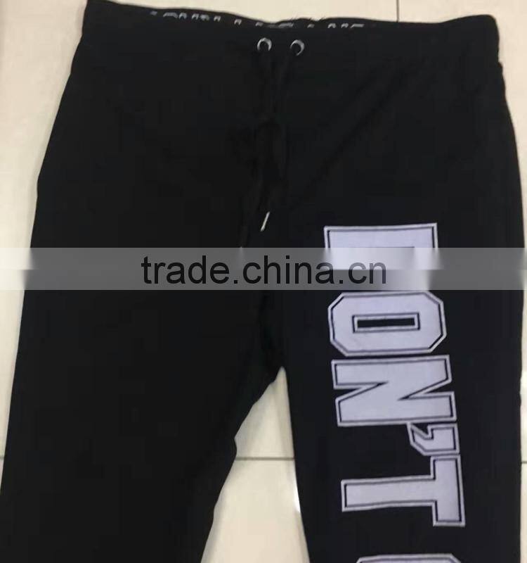 Women fashion print black slim fit sports trousers