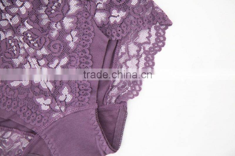 High Quality Custom 95% Cotton 5% Spandex with Lace Sexy Fancy Woman Underwear