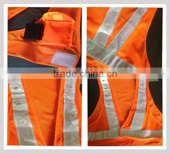 wholesale high visibility mesh traffic warning LED safety vest