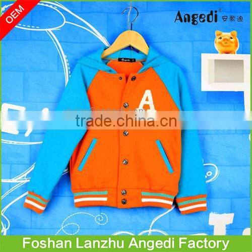Boy's winter apparel designed hoody baseball jacket fashion and brand designs street boys' overcoat