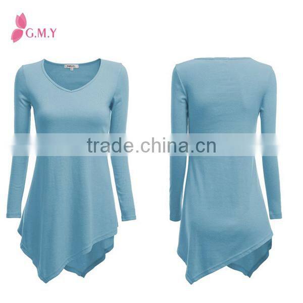 Womens knit tunics with unbalanced hem line, latest women clothes fashion