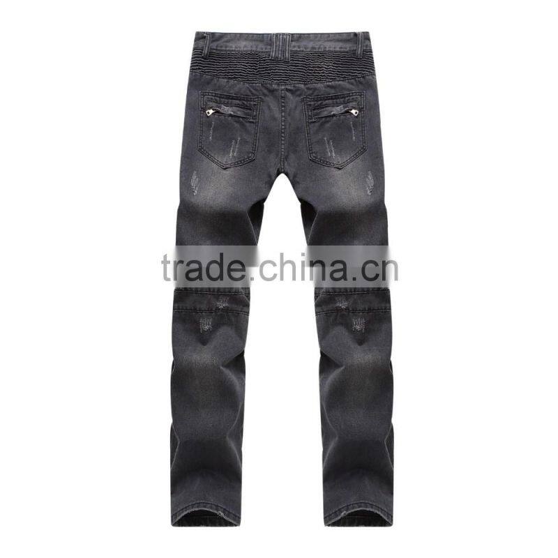 new men's fashion brand jeans male personality folds comfortable hotsale biker jeans