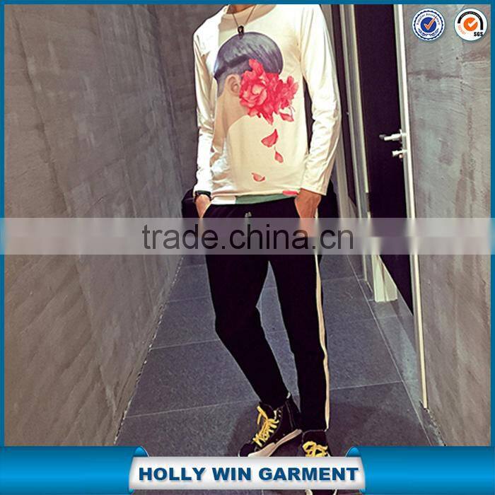 Global latest fashion design printing tshirt with long sleeve wholesale manufacture shirts