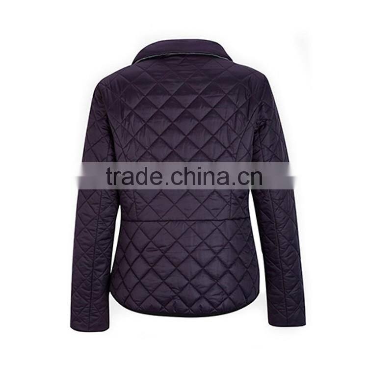 Good Quality Women Stand Collar Diamond Quilted Casual Wearing Warm Padding Jacket For Sale
