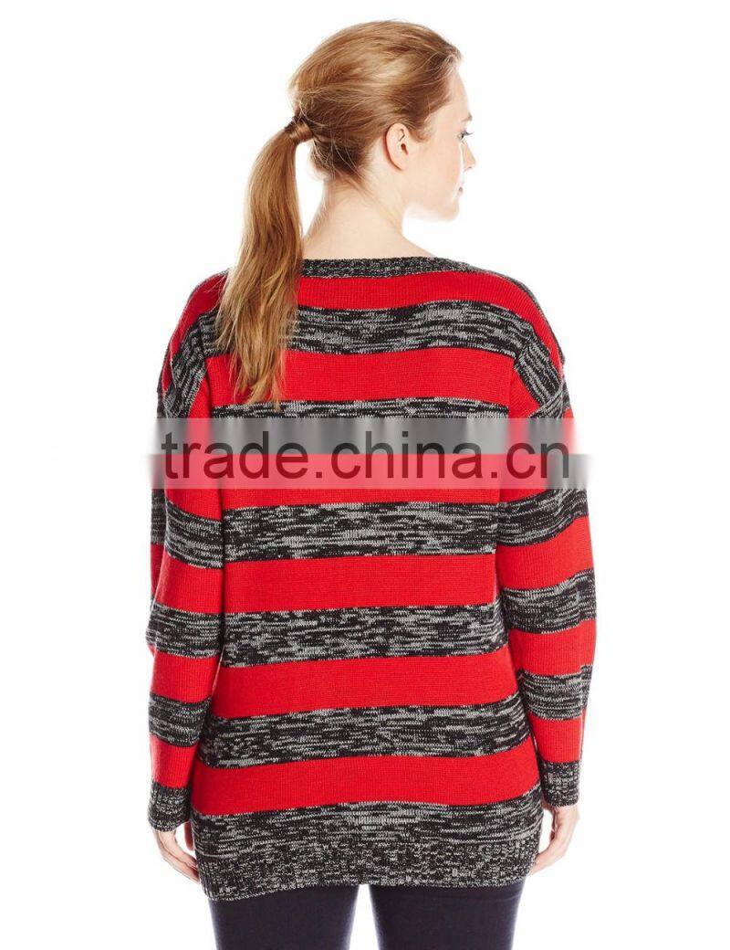 Women Grey Sweater Penguin Pattern Christmas Pullover Sweater