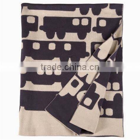 Trade assurance jacquard 100%cotton velour throw custom baby swaddle knitted blanket