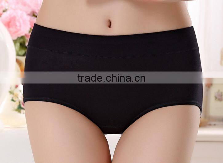 Factory OEM Plain Solid Color 95%Cotton 5%Elastane Embroidery Logo Design High Quality Elastic Band High Waist Women Underwear
