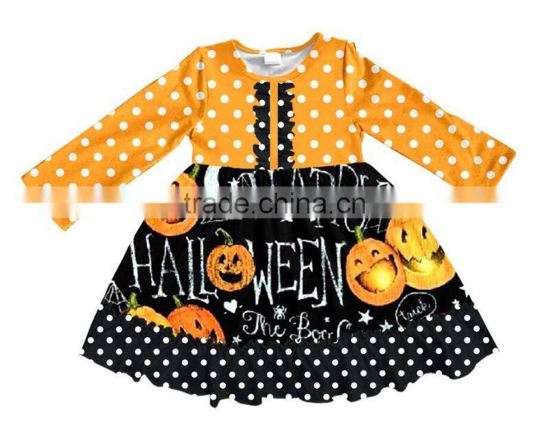Boutique Remakes Summer Baby Clothes Dress Awesome Littler Girls Halloween Pattern Flutter Sleeve Pearl Dresses