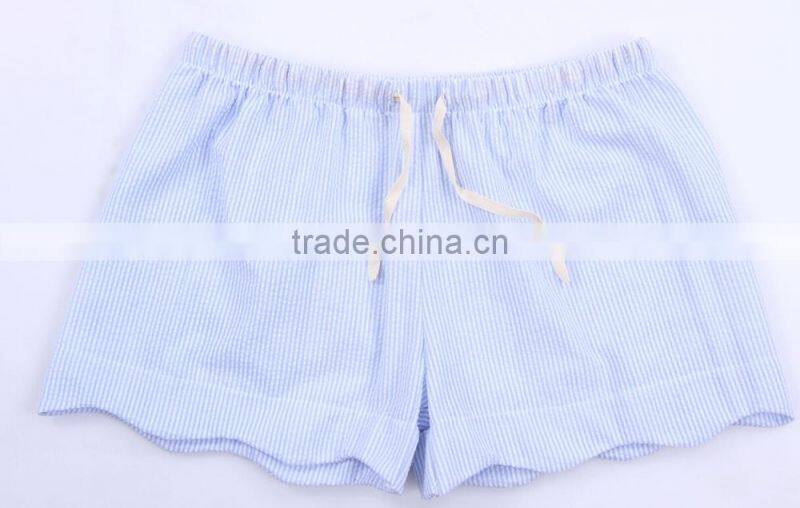 New Arrival Fashionable Scalloped Monogrammed Seersucker Shorts