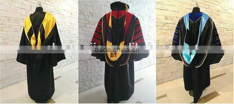 Graduation gowns with hood and cap