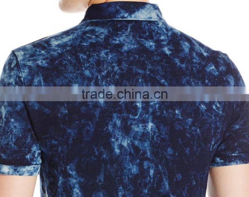 oem service original wholesale 100 cotton jeans dip dye wahsed marble short sleeve polo shirts
